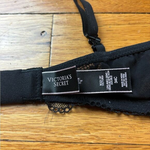 🪦 Victoria’s Secret Body By Victoria Black Lace Bra Size 34C - Picture 5 of 9
